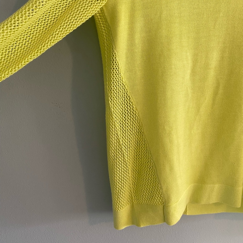 Cabi Split Back Open Knit Pullover Neon Lemon Lim… - image 6